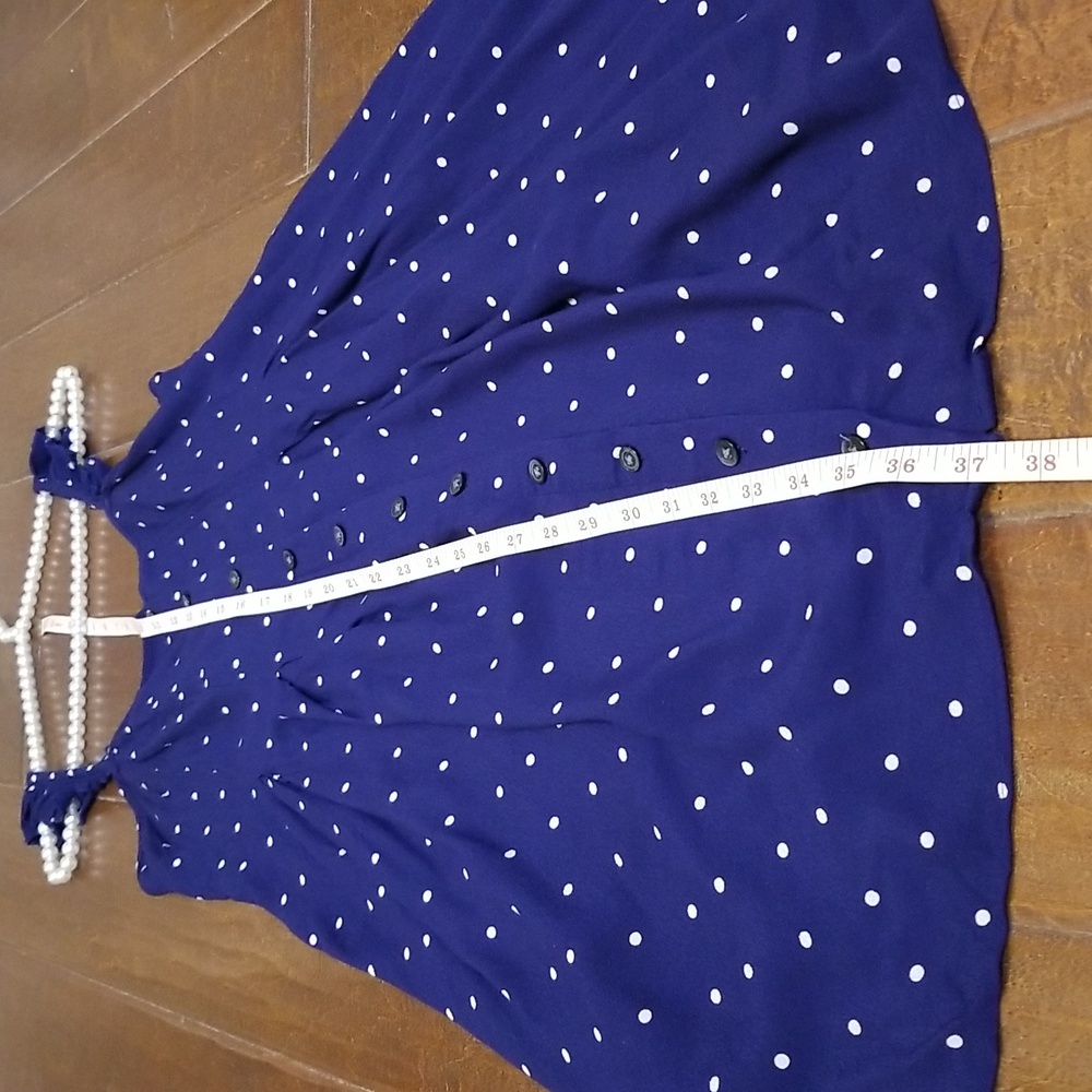Madewell Sleeveless Blue White Polka Dot Flutter Strap Square Neck Mini Dress - Picture 10 of 14